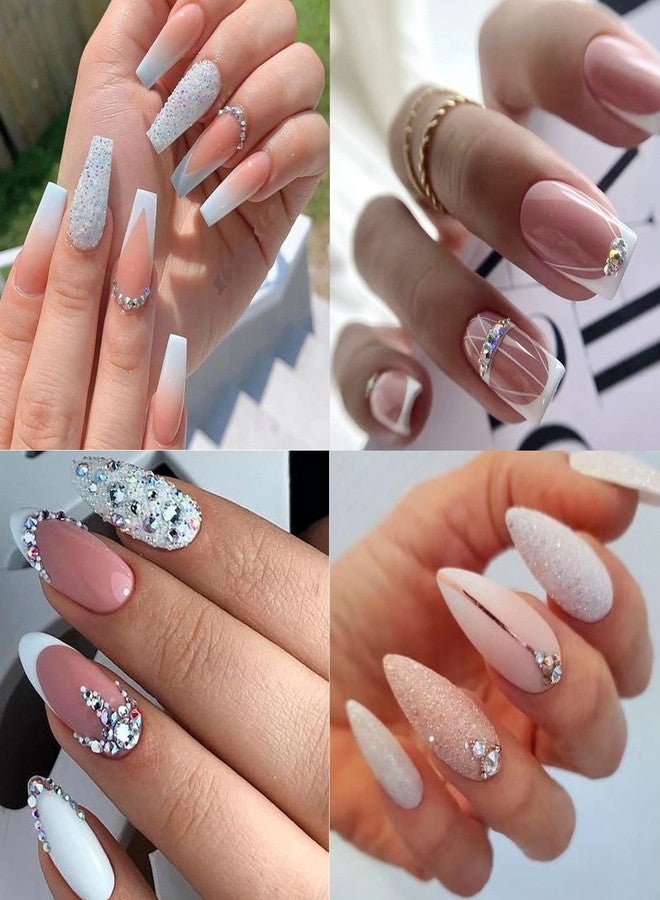 VOTACOS Nail Art Pearls Rhinestones with Glue Gel White Flatback Pearls Luxurious Nail Charms Supplies Accessories Colorful Nails Rhinestones Gems Jewelry for Women Nails Design - Image 4